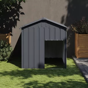 vidaXL Buda dla psa, z dachem, antracytowa, 117x153x123 cm, stal - Budy dla psów - miniaturka - grafika 1