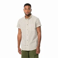 Koszule męskie - Męska koszula z krótkim rękawem Jack Wolfskin HOT SPRINGS SHIRT M egret 41 - S - miniaturka - grafika 1