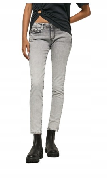 Pepe Jeans Jeansy Szare Na Zamek Damskie 24/30 P9D