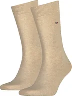 Skarpetki męskie - Skarpety męskie TOMMY HILFIGER, 2-pak - Classic, pończochy, gładkie beżowe 47-49 - miniaturka - grafika 1