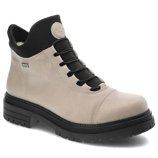 Beżowe Botki Rieker Skórzane Ocieplane Buty Damskie - Botki damskie - miniaturka - grafika 1