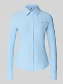 Bluzki damskie - Bluzka koszulowa o kroju shaped fit z mieszanki bawełny - miniaturka - grafika 1