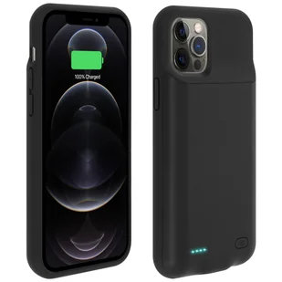 Etui Apple iPhone 12 / 12 Pro Sztywne z baterią 5000mAh Miękkie w dotyku Czarne - Etui i futerały do telefonów - miniaturka - grafika 1