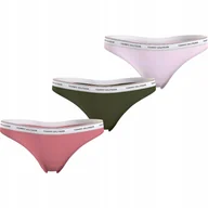 Majtki damskie - TOMMY HILFIGER STRINGI DAMSKIE MAJTKI THONG 3P RÓŻOWE/ZIELONE r.L - miniaturka - grafika 1