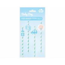 Godan Słomki papierowe Baby Shower chłopca 20 cm 8 szt. - Słomki do napojów - miniaturka - grafika 1