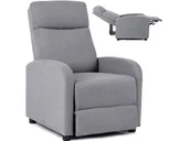Fotele - Fotel Rozkładany Wypoczynkowy z Podnóżkiem DANNY Szary DANNY SZARY TKANINA - miniaturka - grafika 1