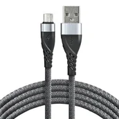 Listwy zasilające - Kabel USB - microUSB EVERACTIVE 1m 2,4A pleciony szary (CBB-1MG) - miniaturka - grafika 1