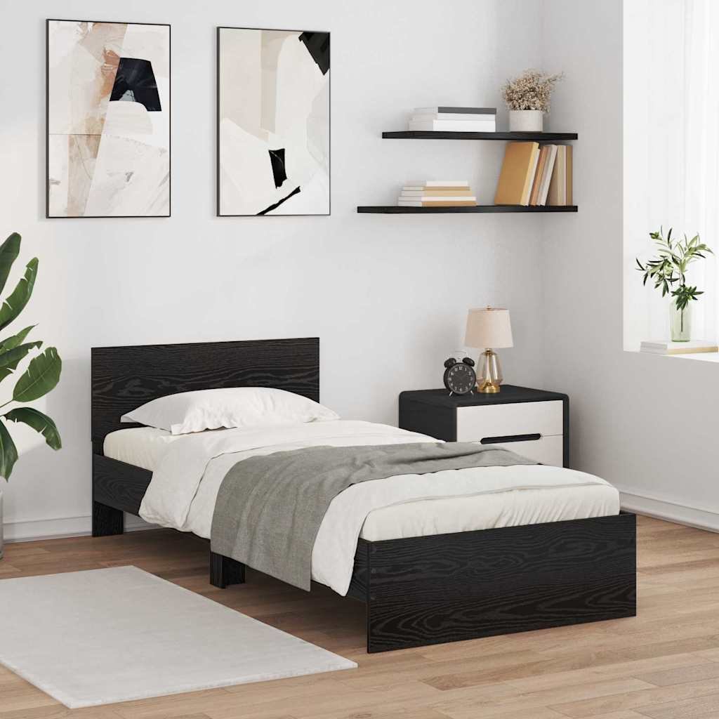 vidaXL vidaXL Ramka łóżka Czarny Dąb 90 x 190 cm Materiał drewnopochodny