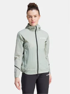 adidas Kurtka przeciwdeszczowa Terrex Xperior IK7830 Zielony Slim Fit - Odzież trekkingowa damska - miniaturka - grafika 1