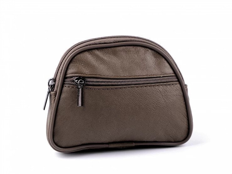 Skórzany portfelik - etui na klucze ciemno beżowe