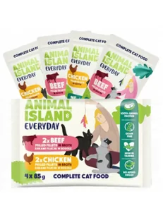 ANIMAL ISLAND Everyday 2x Kurczak 2x Wołowina czteropak 4x85g - Mokra karma dla kotów - miniaturka - grafika 1