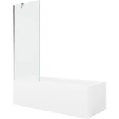 Wanny - Mexen Cubik wanna prostokątna 160 x 70 cm z obudową i parawanem 1-skrzydłowym 70 cm, transparent, chrom - miniaturka - grafika 1