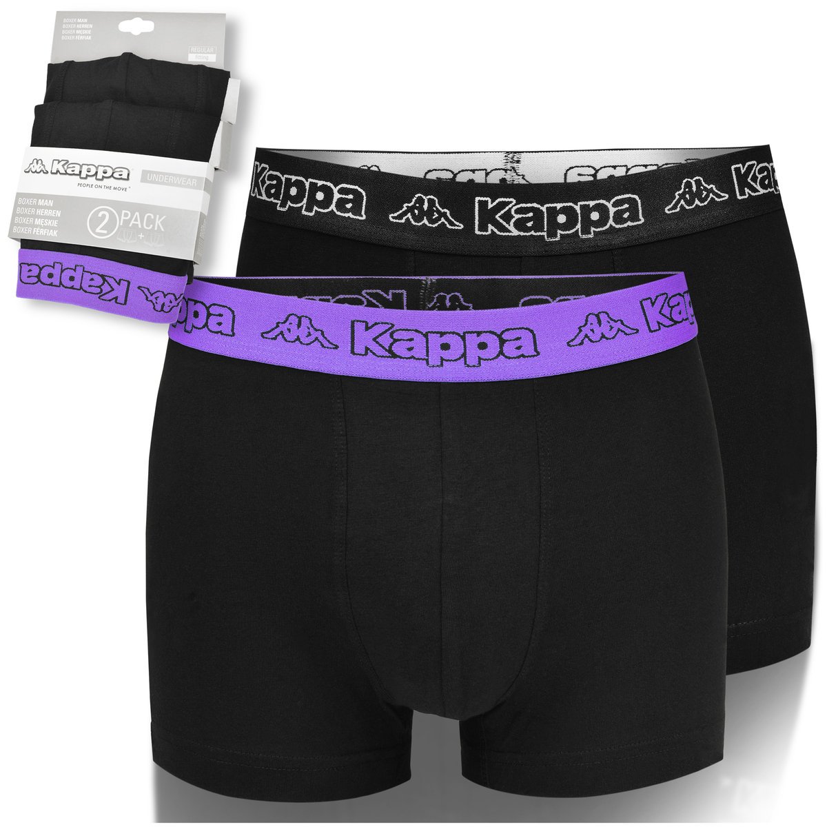 Kappa Bokserki Męskie Majtki 2 sztuki Guma Fioletowy Bawełna Rozmiar XXL