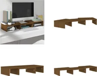 Akcesoria do monitorów - vidaXL Podstawa pod monitor miodowo-brązowa 60x24x10,5 cm z litego drewna sosnowego - Podstawa pod monitor - Blat biurka - Podwyższenie monitora - Podwyższenia monitora - miniaturka - grafika 1