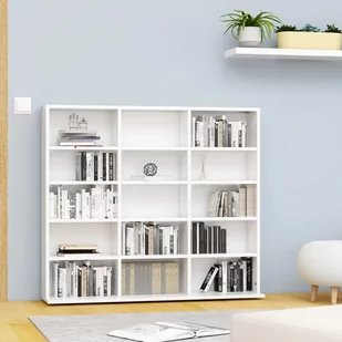 vidaXL Szafka na płyty CD, biała, 102x16x89,5 cm, płyta wiórowa vidaXL - Pudełka i akcesoria na płyty CD - miniaturka - grafika 1