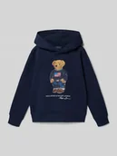 Swetry dla chłopców - bluza z kapturem o kroju regular fit z nadrukiem polo bear - miniaturka - grafika 1