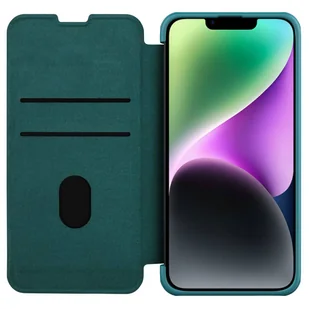 Nillkin Qin Leather Pro Case etui iPhone 14 Plus osłona na aparat kabura pokrowiec obudowa z klapką zielony - Etui i futerały do telefonów - miniaturka - grafika 4
