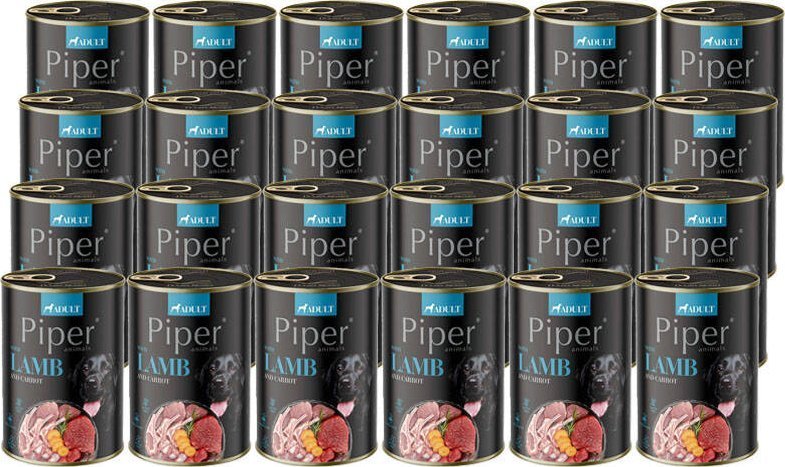 Mokra Karma dla psa Piper Animals z jagnięciną i marchewką zestaw 24 x 400 g