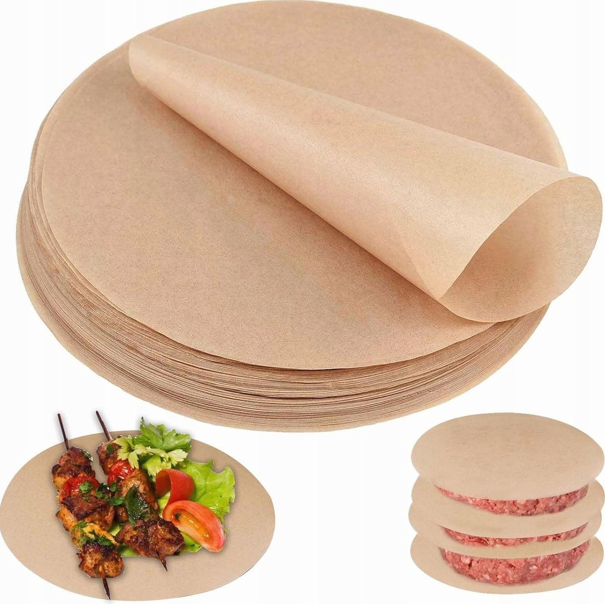 PAPIER DO PIECZENIA 200 SZTUK 28 CM OKRĄGŁY WYTRZYMAŁY POWLEKANY