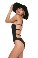 Stroje kąpielowe - Trendyol Damski strój kąpielowy z gładkiej dzianiny, Czarny, 40 - miniaturka - grafika 1