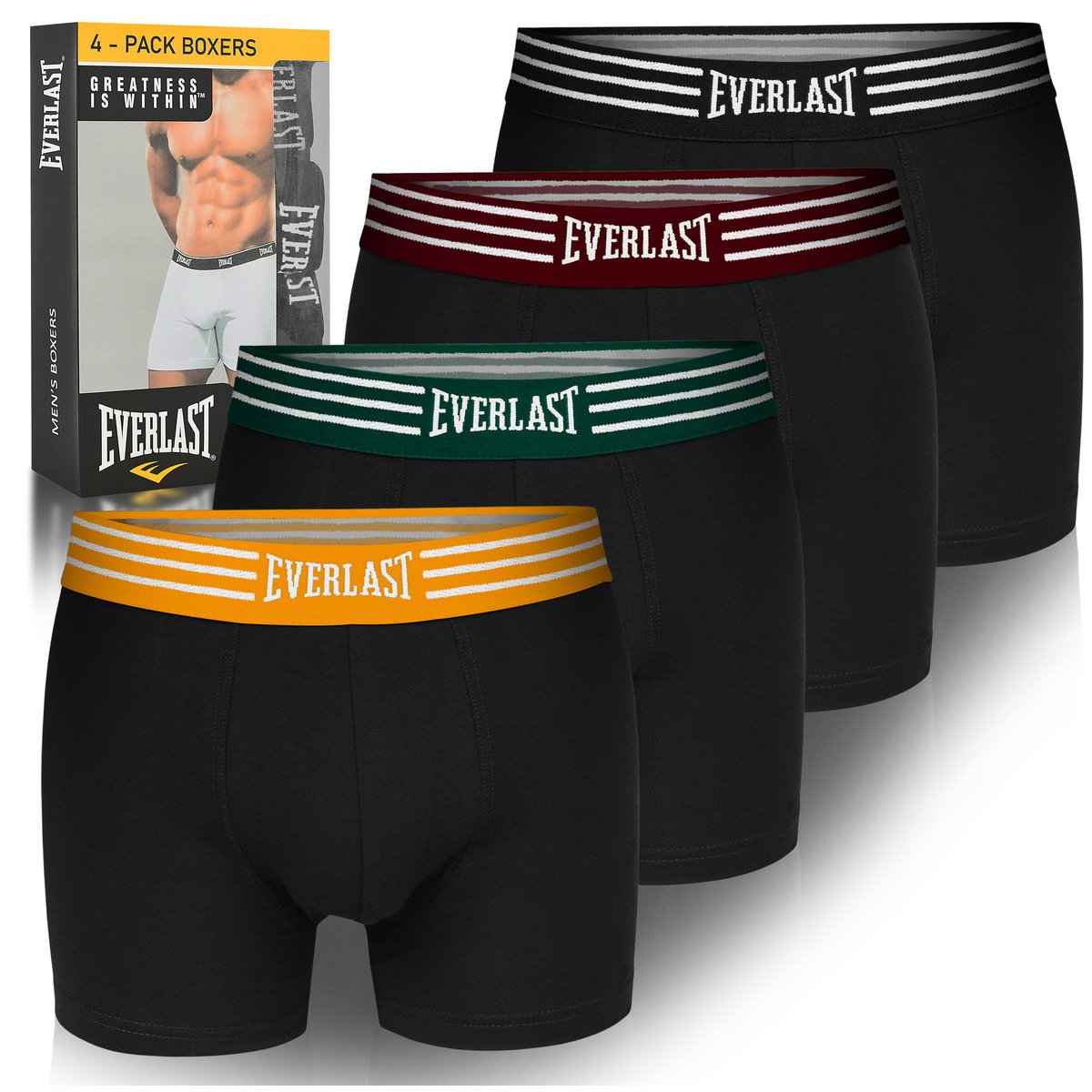 Everlast Bokserki Męskie EV004 Mix Kolor Bawełna 4 sztuki Rozmiar L