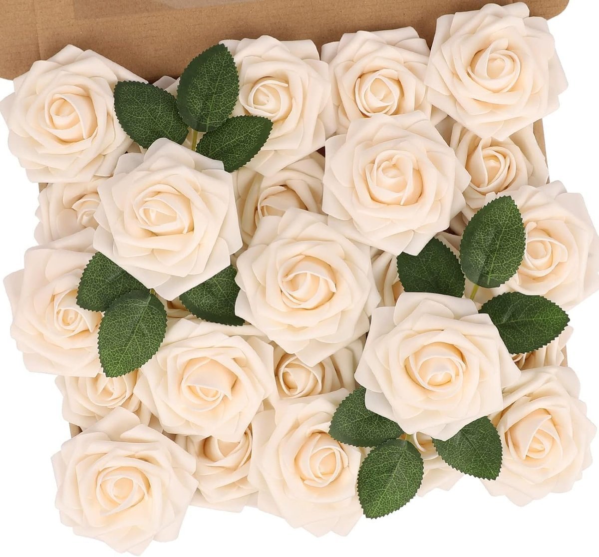 Sztuczne kwiaty, róże, 50 szt. róż piankowych, do samodzielnego wykonania, bukietów ślubnych, stroików na stoły na baby shower, dekoracji domu, krem..