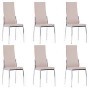 Krzesła - vidaXL Krzesła jadalniane, 6 szt., cappuccino, sztuczna skóra - miniaturka - grafika 1