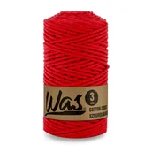 Półfabrykaty do biżuterii - WAS/Sznurek bawełniany z poliestrowym rdzeniem, pleciony, 3mm, 100m, czerwony - miniaturka - grafika 1