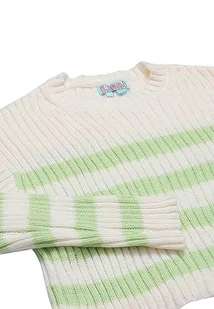 Libbi Damski sweter w paski Wełna biała limonka XS/S, Wełna biała, limonka, XS - Swetry damskie - miniaturka - grafika 1
