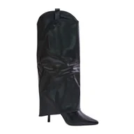 Kozaki damskie - Kozaki Na Szpilce Z Wywiniętą Cholewką Czarne Bellinna - Inna marka - miniaturka - grafika 1