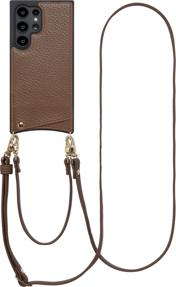 Etui na telefon Selencia Nova ze sznurkiem i uchwytem na kartę do Samsung Galaxy S24 Ultra - Mocha Brown
