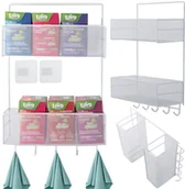 Półki łazienkowe - Organizer metalowy zawieszany półka wisząca kuchenna do łazienki wieszak - miniaturka - grafika 1