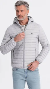 Kurtka męska Ombre Kurtka męska pikowana pakowana w worek - szara V2 OM-JALP-0156 XXL - Kurtki męskie - miniaturka - grafika 1