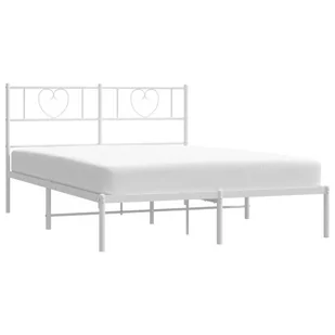 Metalowa rama łóżka z wezgłowiem, biała, 160x200 cm Lumarko! - Łóżka - miniaturka - grafika 2