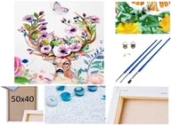 Malowanie po numerach - Malowanie po numerach Obraz Rama Płótno ZESTAW 5w1 JELEŃ KWIECISTE POROŻE abstrakcyjny - miniaturka - grafika 1