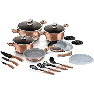 Berlinger Haus Zestaw 22 elementów garnki patelnie akcesoria kuchenne noże Rose Gold BH-7182 BH-7182 - Zestawy garnków i patelni - miniaturka - grafika 1