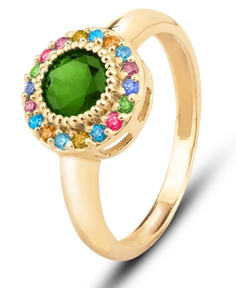 PIĘKNY ZŁOTY PIERŚCIONEK OCCHIO GREEN ZIELONY 333