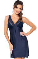 Piżamy damskie - Satynowa koszula nocna granatowa Mari, Kolor granatowy, Rozmiar S, Donna - Primodo.com - miniaturka - grafika 1