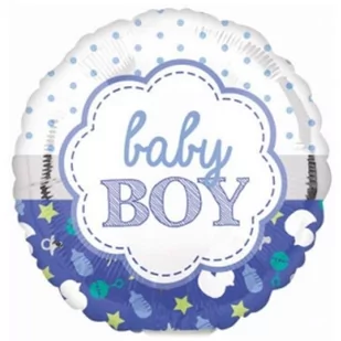 Amscan Balon foliowy "Baby Boy", niebieski, 17" RND 33642 - Baby shower i roczek - miniaturka - grafika 1