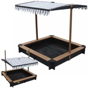 Place zabaw - AXI Drewniana Piaskownica z Daszkiem Zamykana z Ławkami - miniaturka - grafika 1