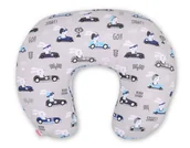 Poduszki do karmienia - Poduszka rogal do karmienia fasolka rozbieralna- zające w autkach szare - miniaturka - grafika 1