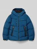 Kurtki i płaszcze dla chłopców - Pikowana kurtka z kapturem z nadrukiem z logo - miniaturka - grafika 1