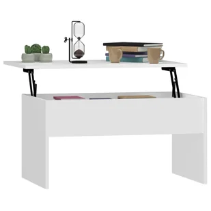 Lumarko Stolik kawowy, biały, 80x50,5x41,5 cm, materiał drewnopochodny - Ławy i stoliki kawowe - miniaturka - grafika 8