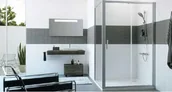 Ścianki i drzwi prysznicowe - Huppe Classics 2 4-kąt Drzwi suwane 1-częściowe ze stałym segmentem 140x190 cm profile srebrne matowe, szkło privatima C20404087373 - miniaturka - grafika 1