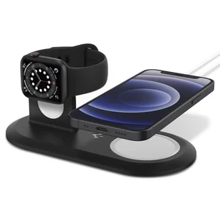 Spigen Stacja ładująca Magfit Duo dla Apple iPhone oraz Apple Watch Black - Akcesoria do smartwatchy - miniaturka - grafika 1