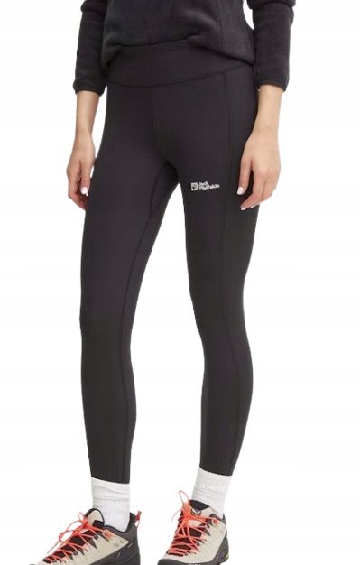 JACK WOLFSKIN CZARNE LEGGINSY SPORTOWE Z KIESZENIĄ DŁUGIE S I4A