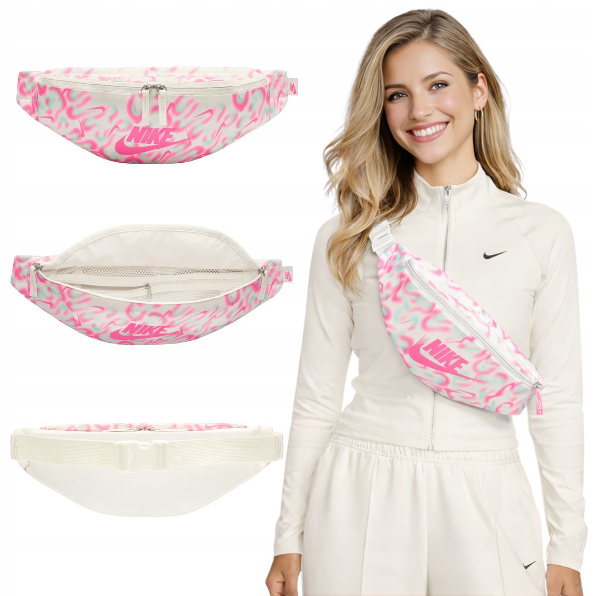 Saszetka NIKE HERITAGE 3L Waistpack ecru nerka biodrowa torebka