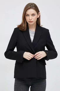 Tommy Hilfiger marynarka kolor czarny dwurzędowa gładka - Marynarki i żakiety damskie - miniaturka - grafika 1