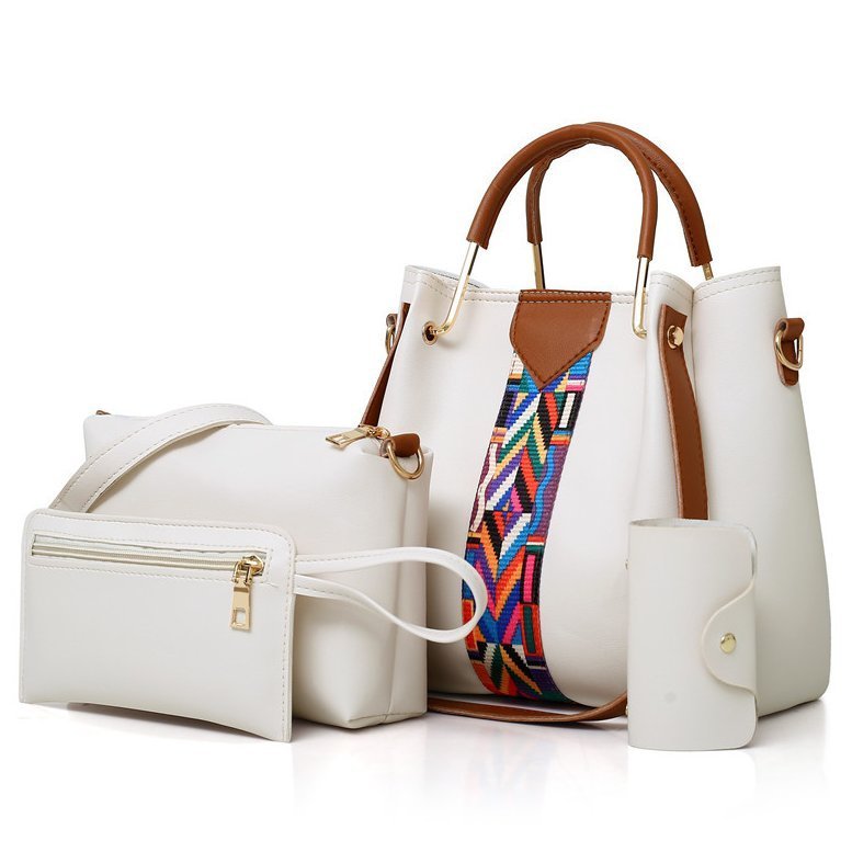 Torebka Modna Stylowa Klasyczna Damska Elegancka Z Ozdobą Zestaw 4 w 1 Beżowa Karol OS