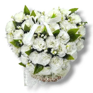 BIAŁE DUŻE SERCE XL STROIK NA CMENTARZ GRÓB NAGROBNA KOMPOZYCJA KWIATOWA - Sztuczne kwiaty - miniaturka - grafika 1